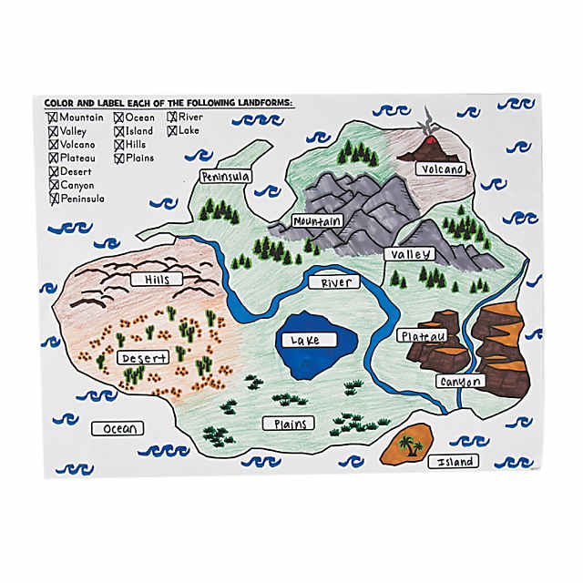 Color your own label color landforms posters