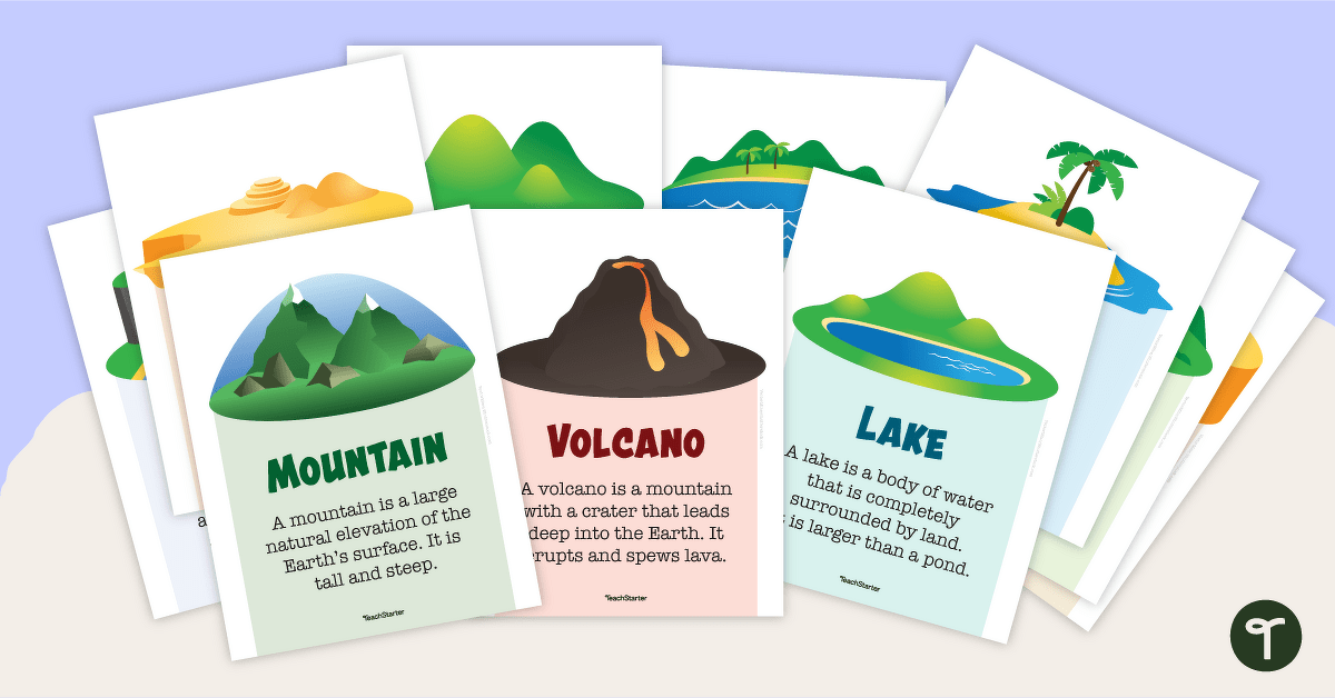 Natural landforms for kids poster collection teach starter