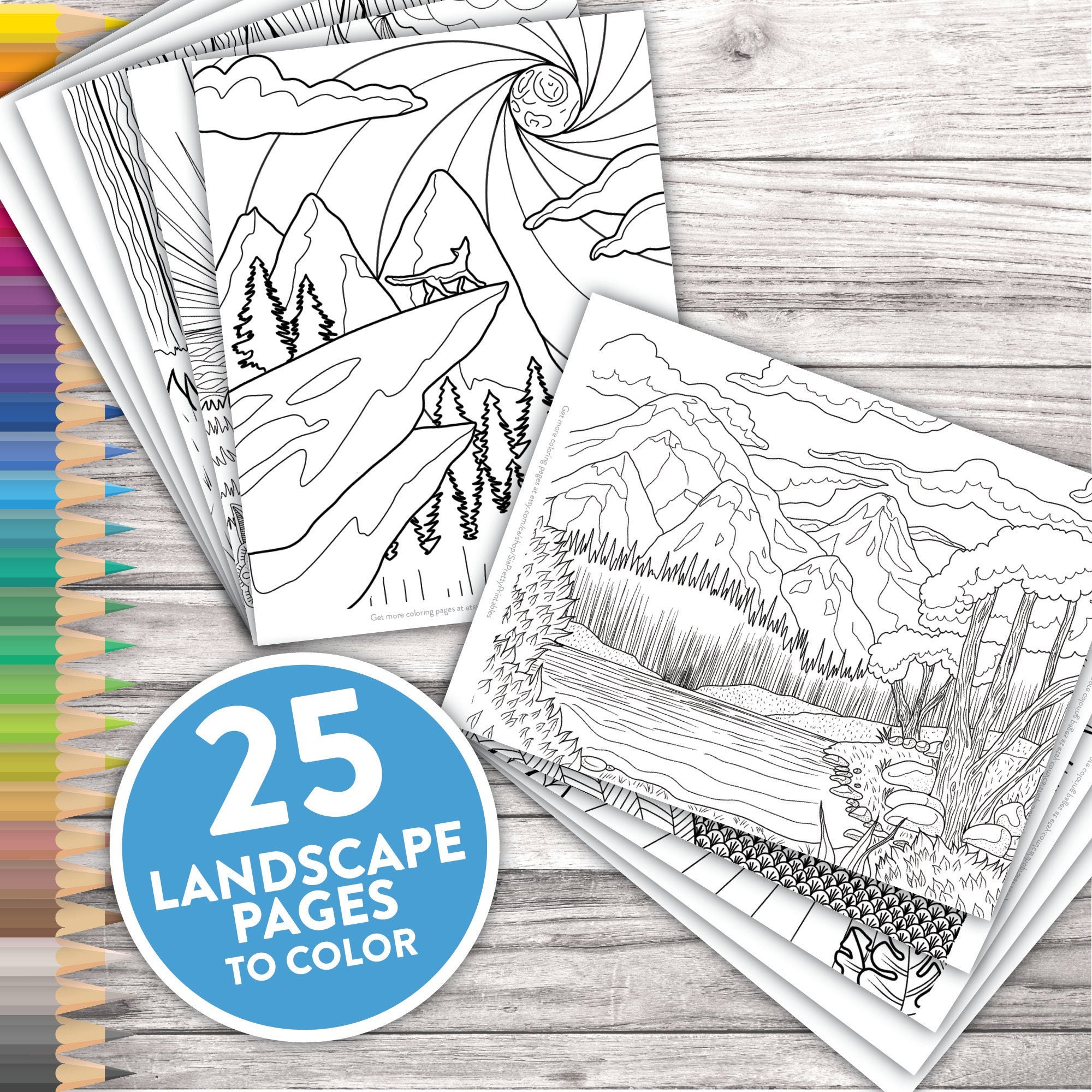 Printable adult coloring pages scenic landscapes adult coloring at home activity