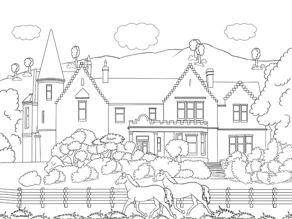 Scenery coloring pages for adults