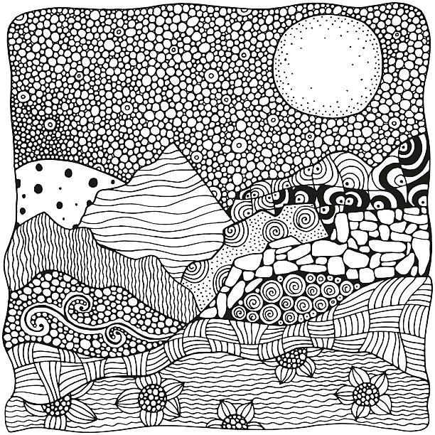 Adult coloring book landscape stock illustrations royalty