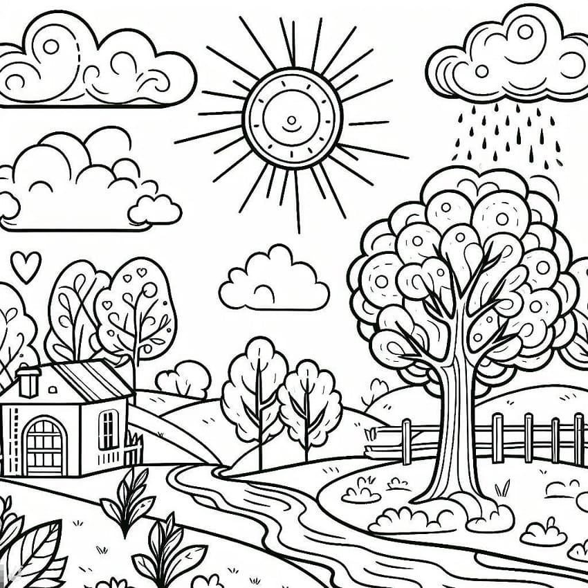 Print landscape coloring page
