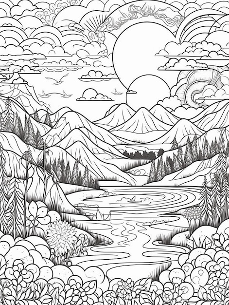 Coloring page landscape images
