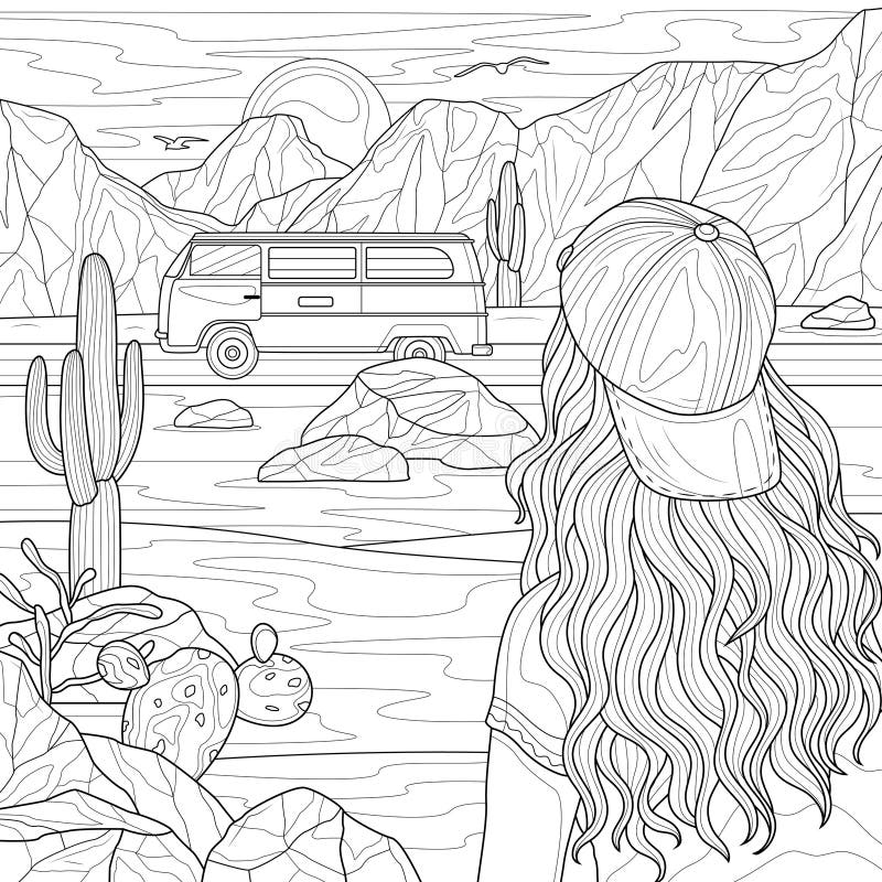 Adult coloring book desert landscape stock illustrations â adult coloring book desert landscape stock illustrations vectors clipart