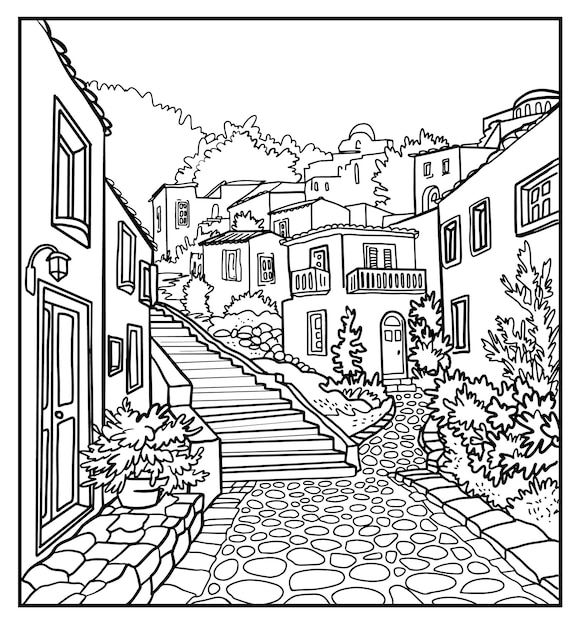 Page adult coloring landscape images