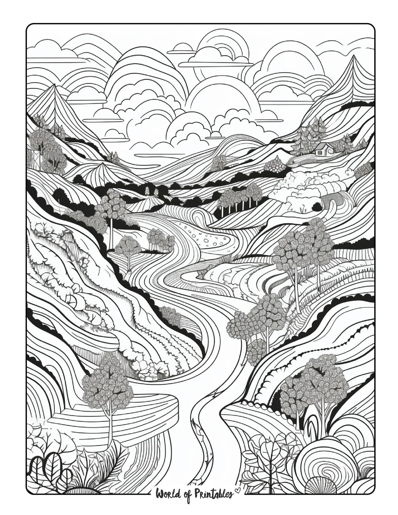 Landscape coloring pages