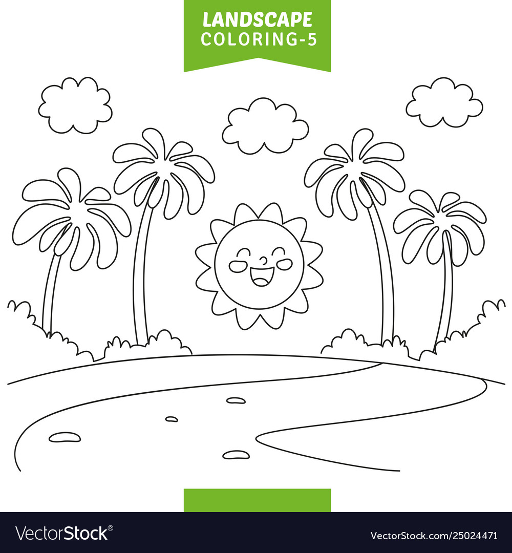 Landscape coloring page royalty free vector image
