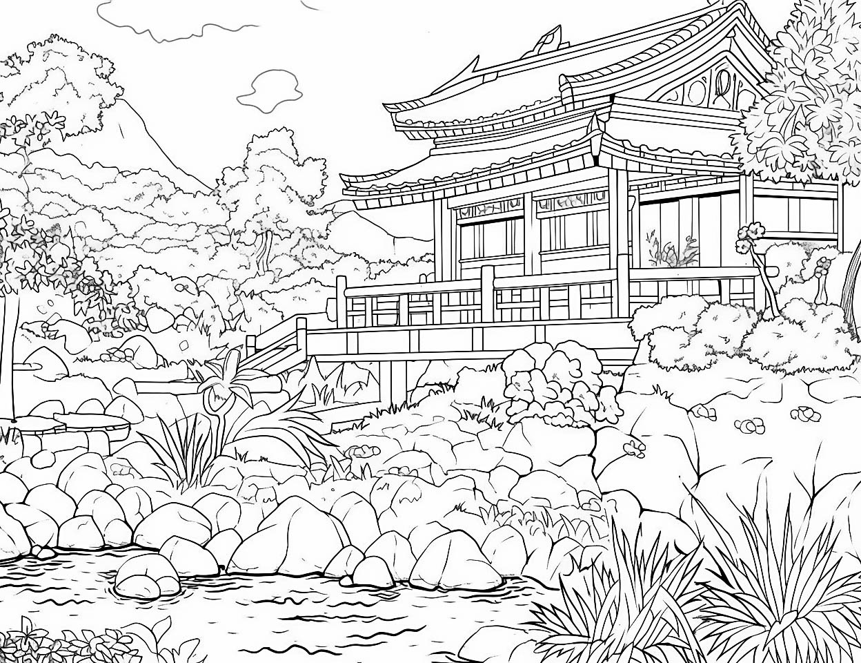 Scenic landscape coloring pages