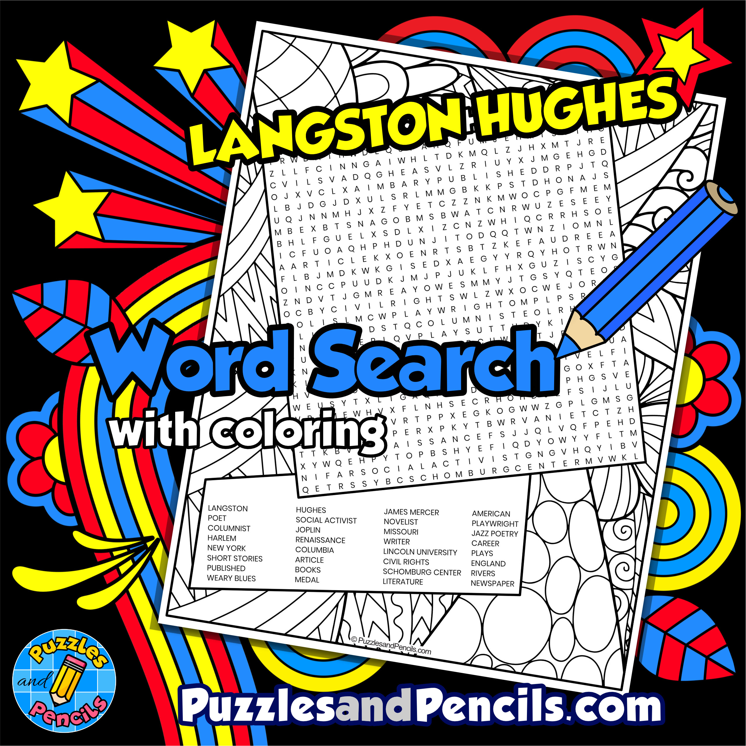 Langston hughes word search puzzle activity black history month wordsearch made by teachers
