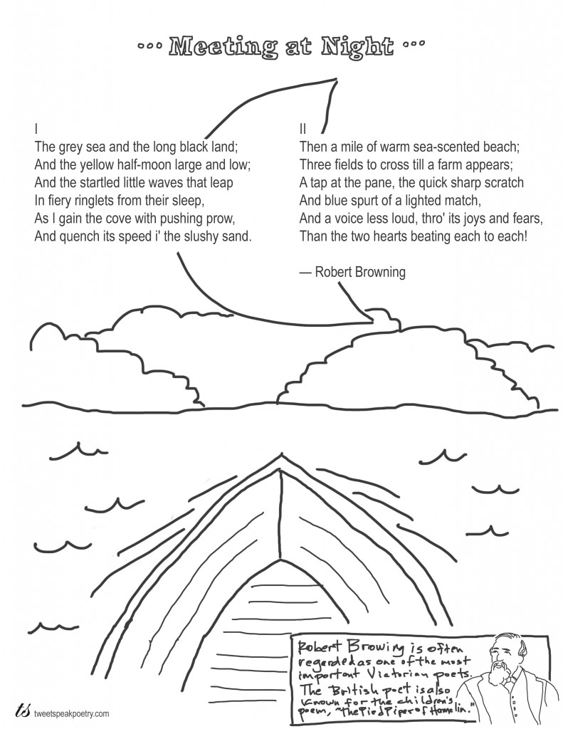 Coloring page poems meeting at night by robert browning