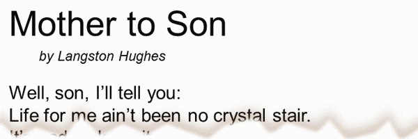 Poem mother to son by langston hughes