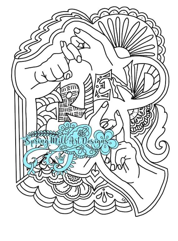 Asl friend coloring pagesign language for friend printable
