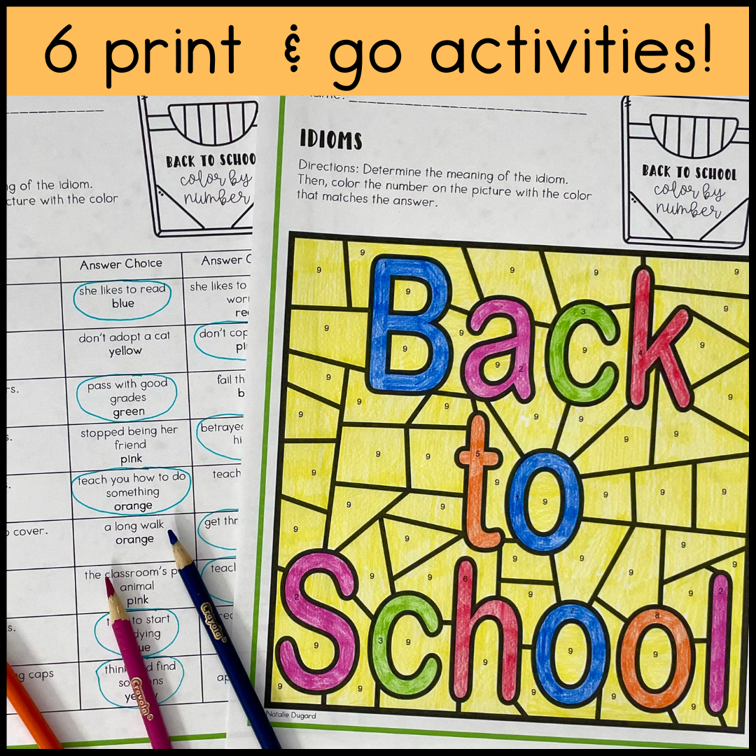 Back to school coloring pages language arts color by number made by teachers
