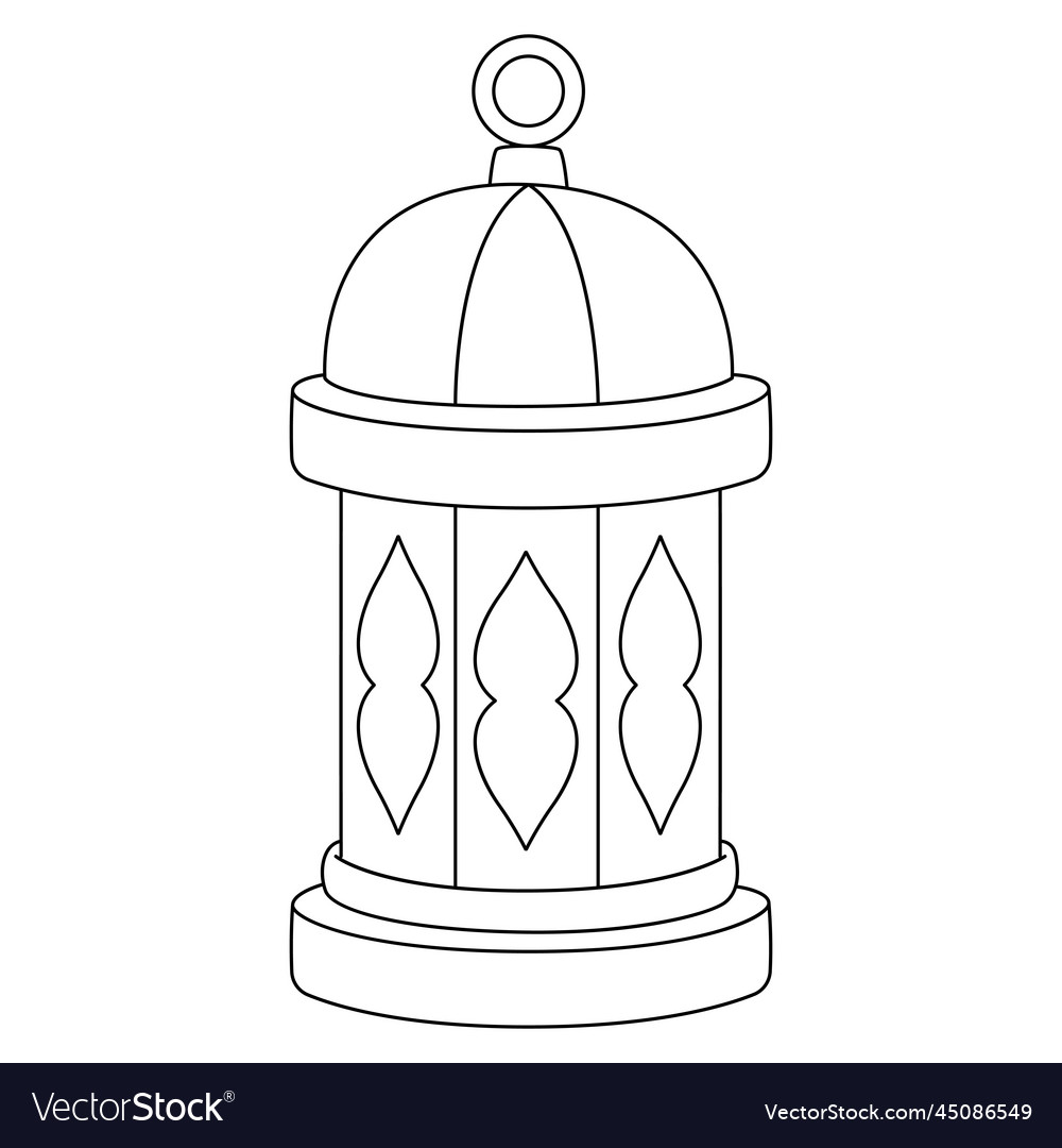 Ramadan lantern isolated coloring page for kids vector image