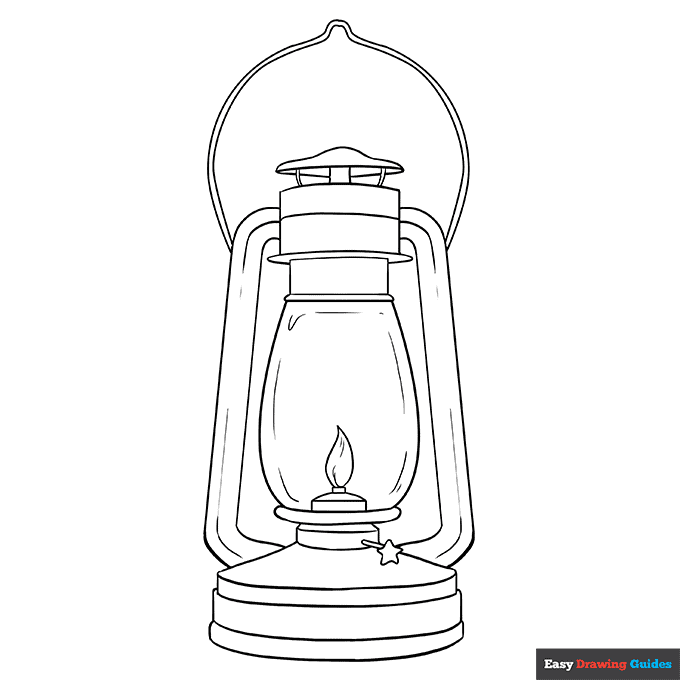 Lantern coloring page easy drawing guides