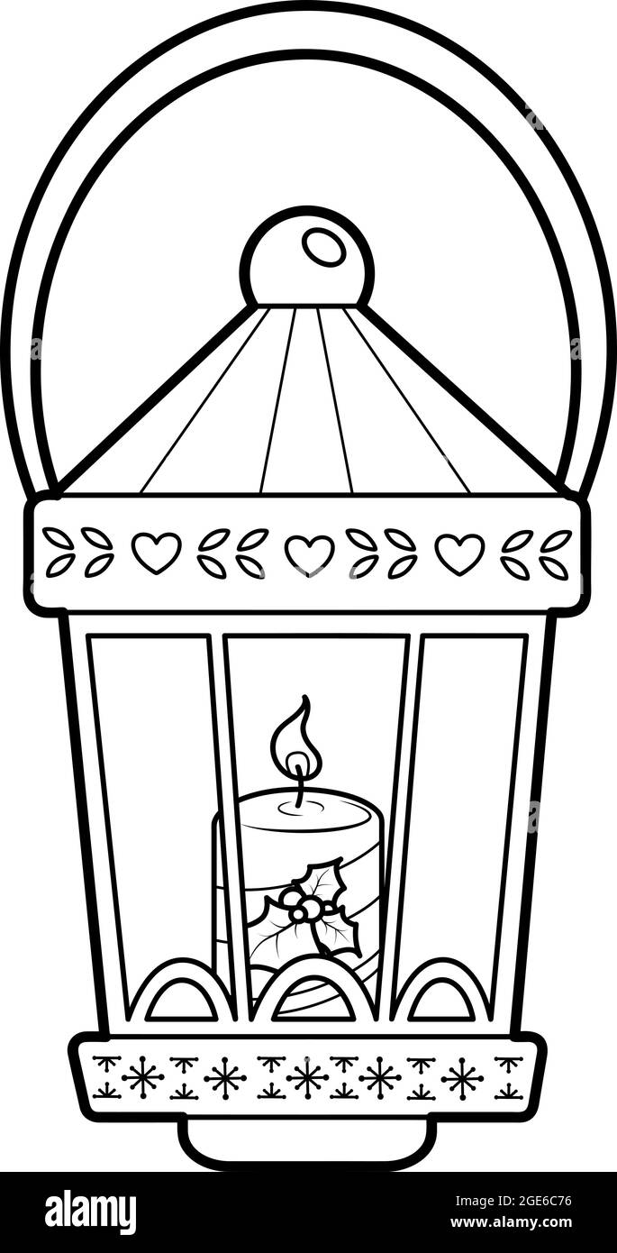 Christmas coloring book or page for kids christmas lantern black and white vector illustration stock vector image art