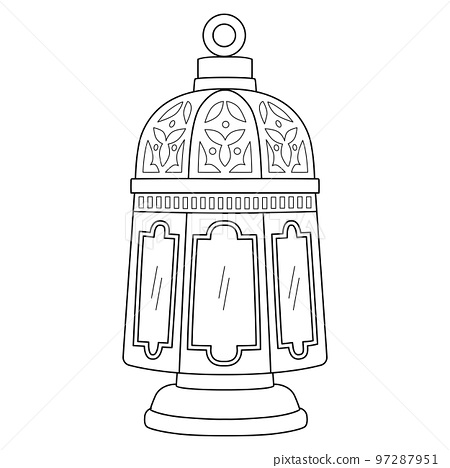 Ramadan lantern isolated coloring page for kids