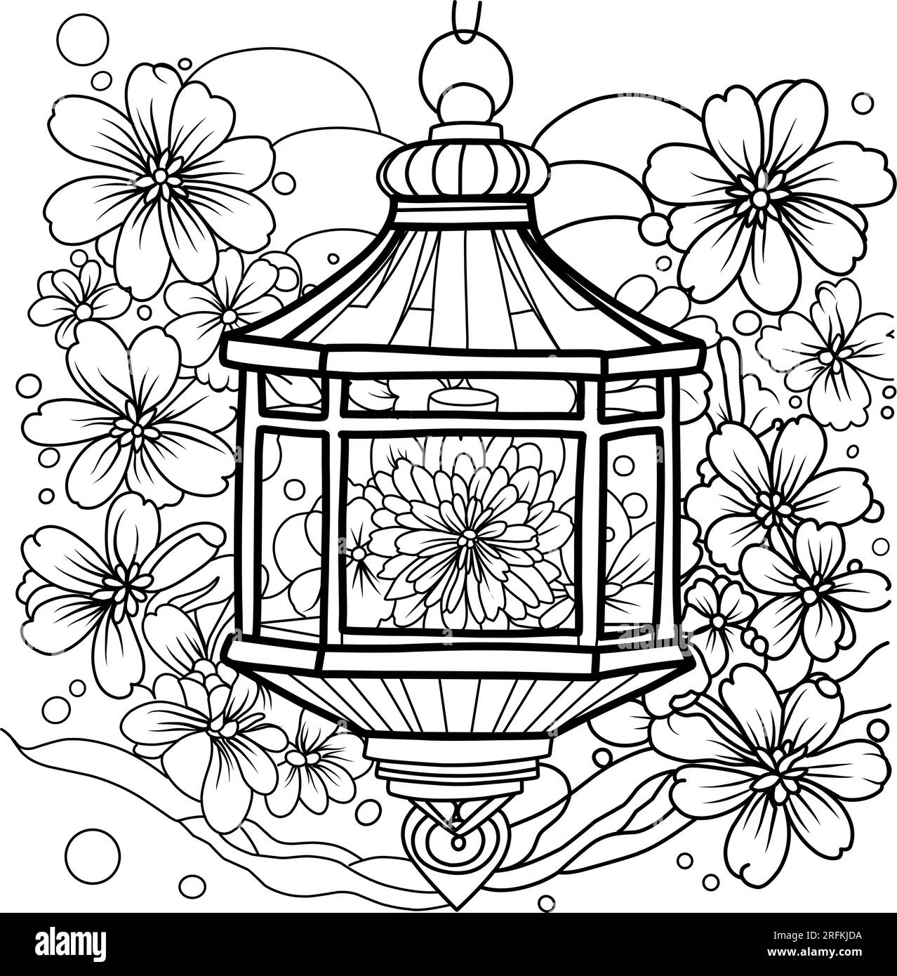 Toro nagashijapanese lantern festival coloring page coloring page of lanterns for the remembrance of the dead stock vector image art