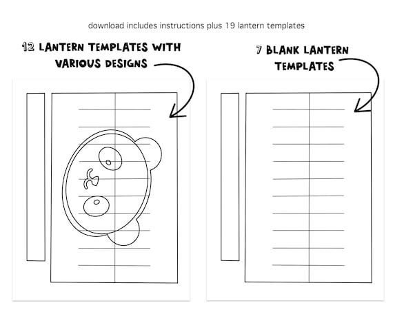 Mid autumn moon festival paper lantern coloring pages digital download