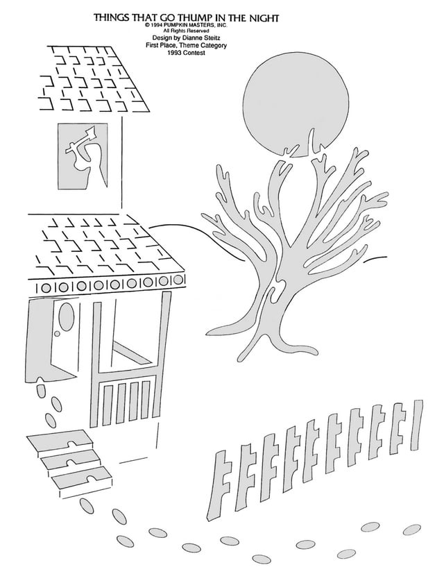 Haunted house free pumpkin stencil