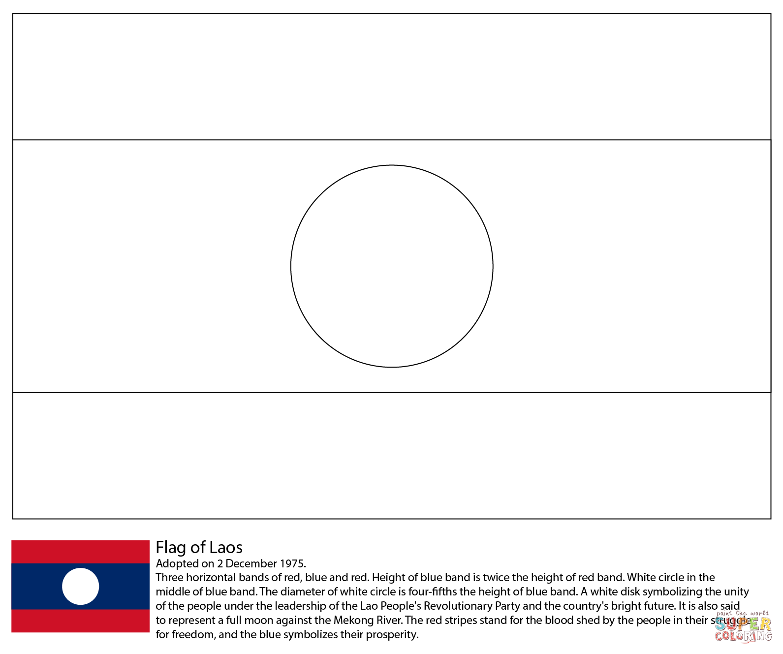Flag of laos coloring page free printable coloring pages