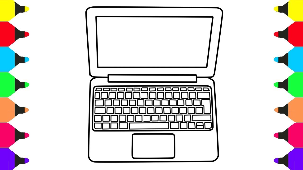 Learn colors for kids with laptop coloring book for kids