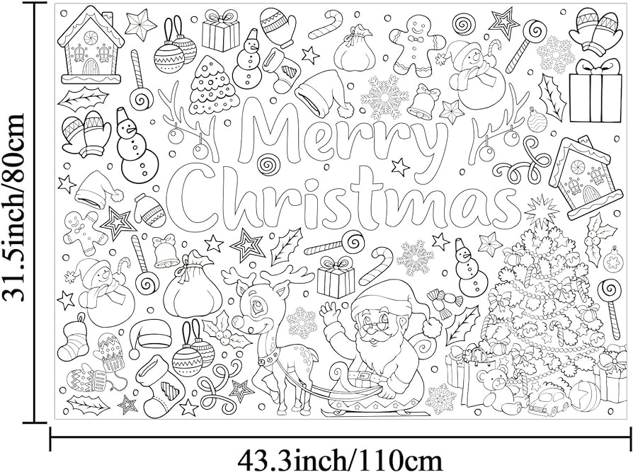 Christmas coloring books for kids xmas giant coloring poster holiday large coloring tablecloth huge table cover for boys girls classroom home party supplies favor x inch toys games