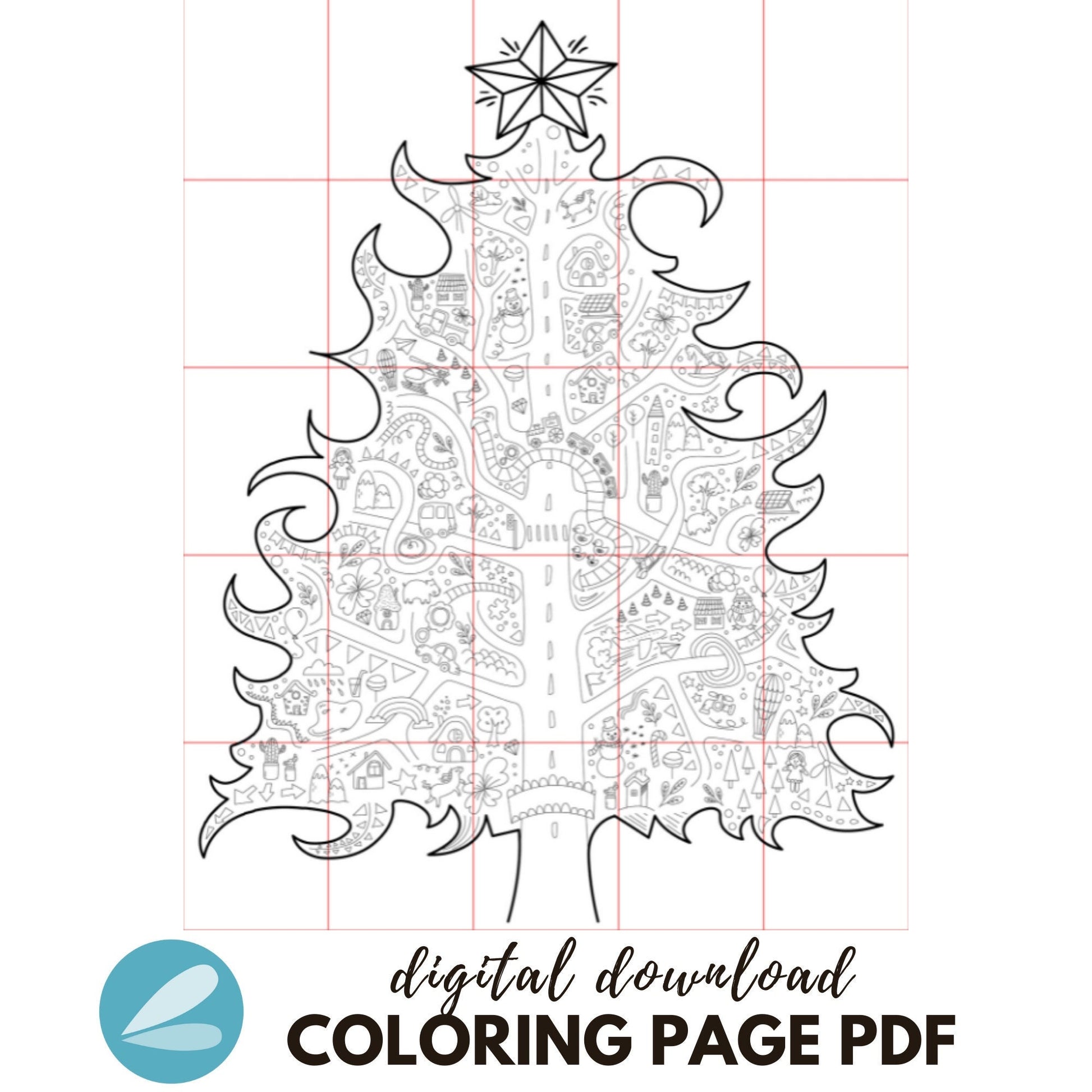 Giant christmas tree coloring page