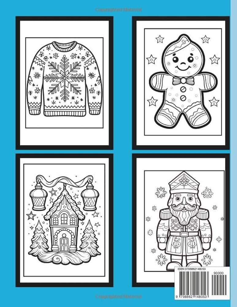 Large print christmas easy adult coloring book for seniors x