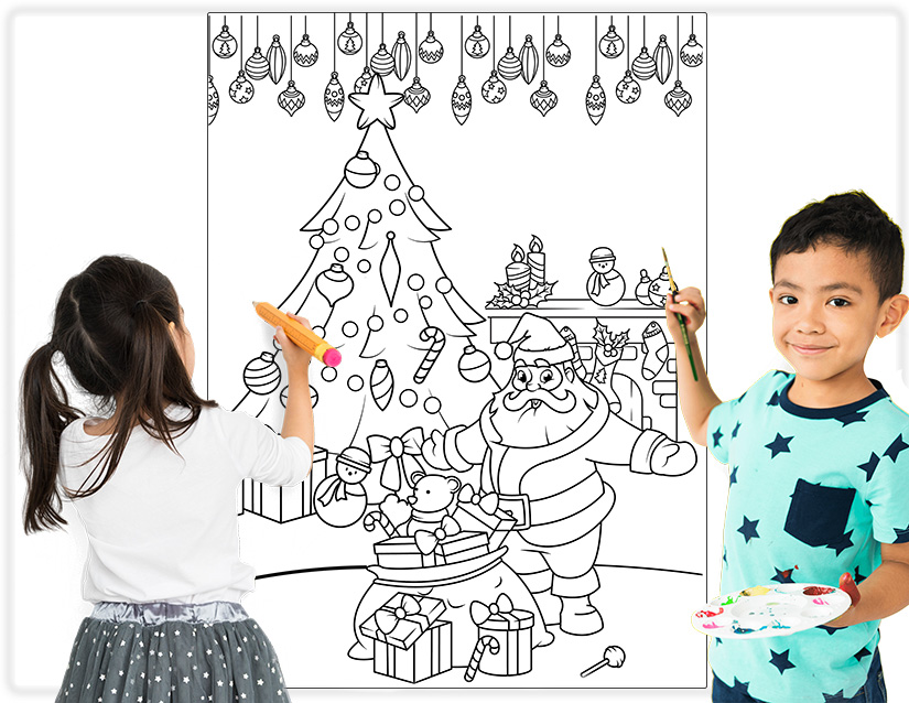 Large printable christmas tree and santa claus print at home sizes