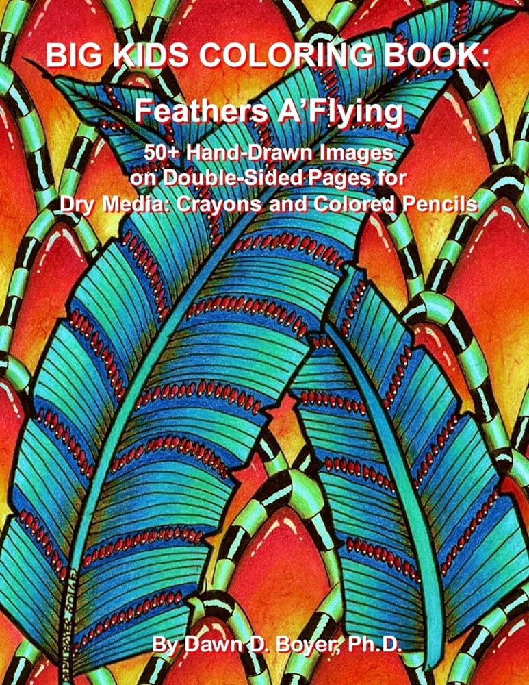 Big kids coloring book feathers aflying hand