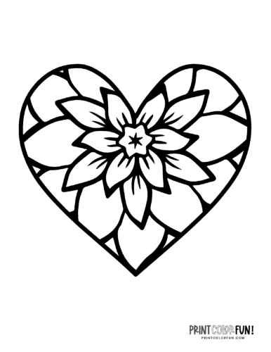 Floral heart coloring pages at