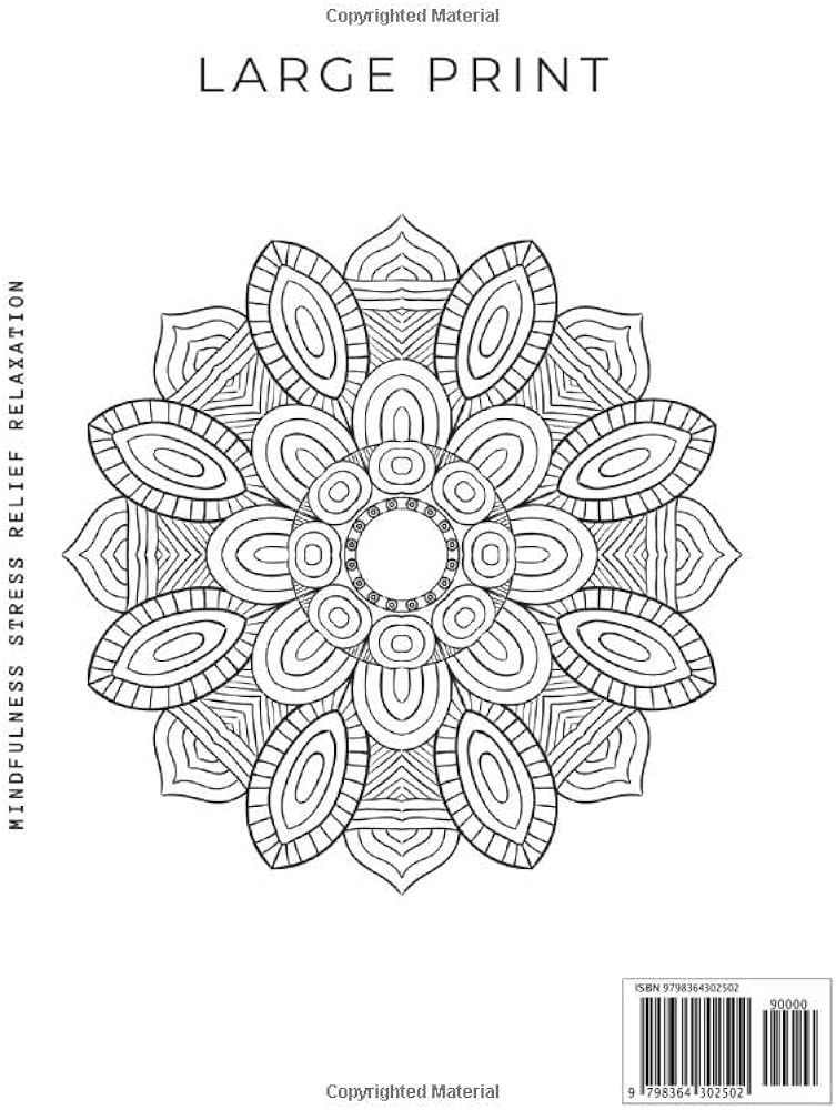 Mandala adult coloring book large print mindfulness stress relief and anxiety relief lad jay books