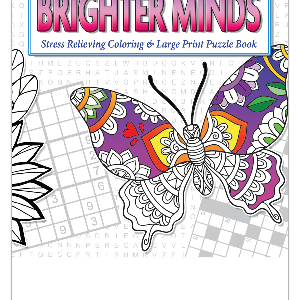 Adult coloring large print puzzle book bo