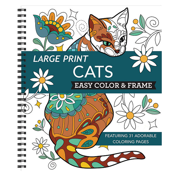 Large print cats coloring book and