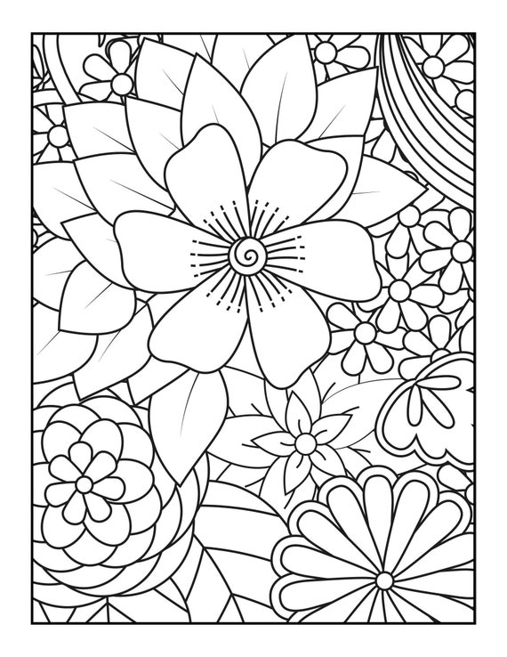 Large print flowers adult coloring book volume beautiful oversized flowers adult flower coloring pages gift idea for mom
