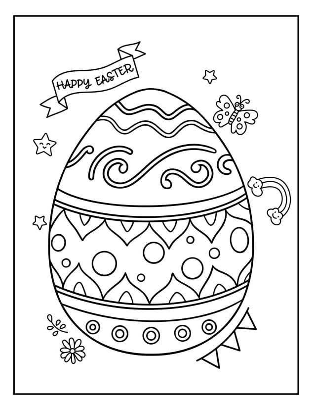 Happy easter coloring book large print easy and fun relaxing colouring pages featuring cute bunnies decorated easter egg baskets birds flowers and more gift for kids rcoloringbookspastime