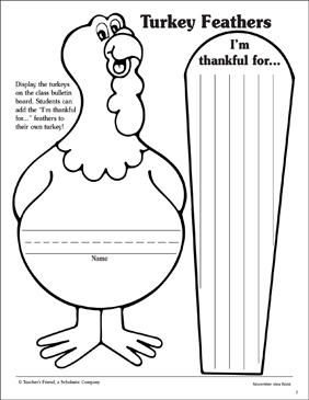 Turkey feathers pattern printable arts and crafts skills sheets