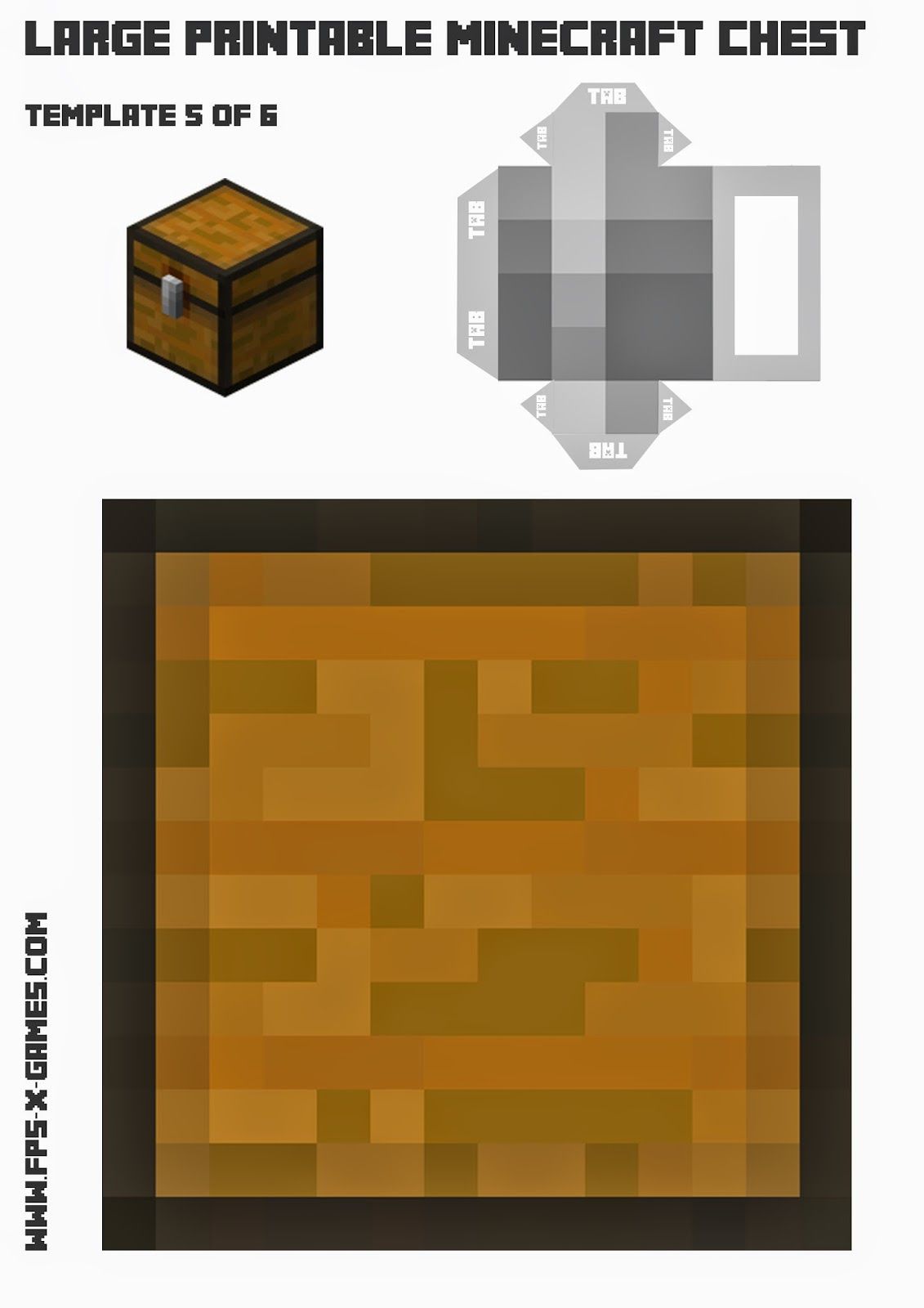 How to create a large printable minecraft chest fpsxgames minecraft para imprimir minecraft png decoraããµes de festa minecraft