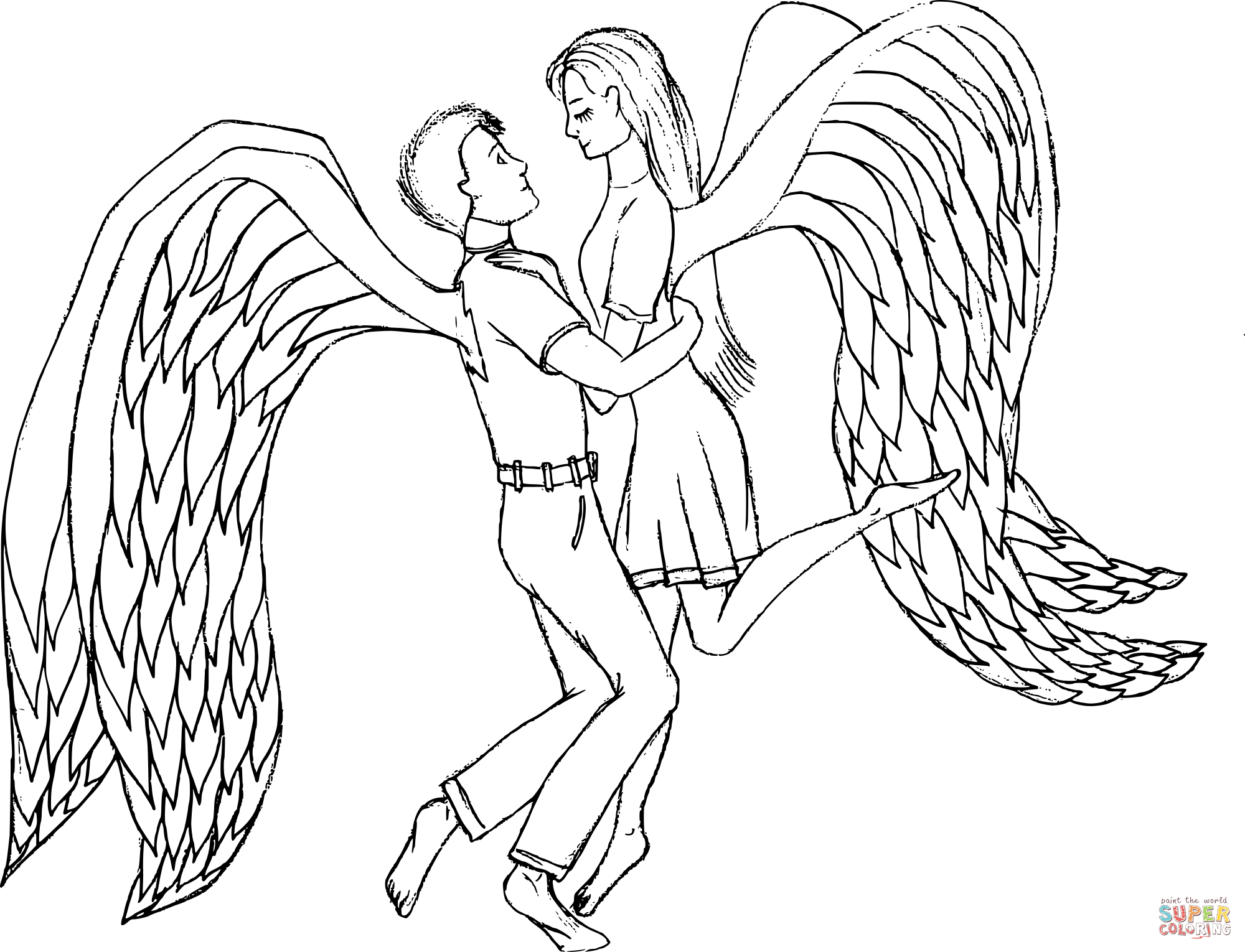 Dibujo de amor de angeles para colorear dibujos para colorear imprimir gratis