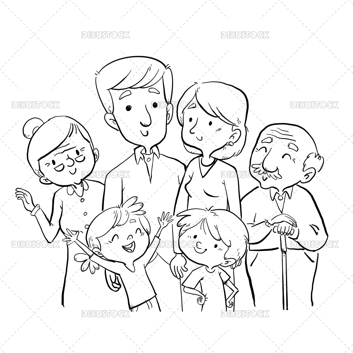 Dibujo para colorear familia feliz