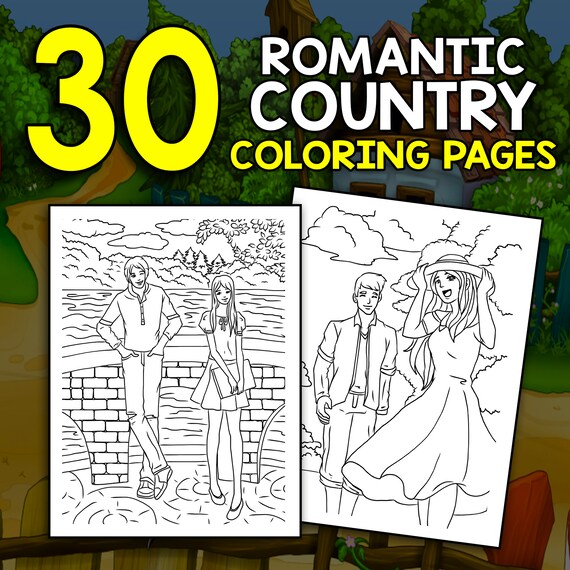 Libro para colorear de escenas campestres de amor romãntico de mejor valor descarga instantãnea de escenas campestres parejas adorables enamoradas regalo del dãa de san valentãn