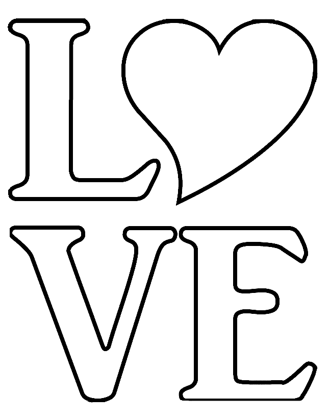 Dibujo de letras bonitas de amor para colorear