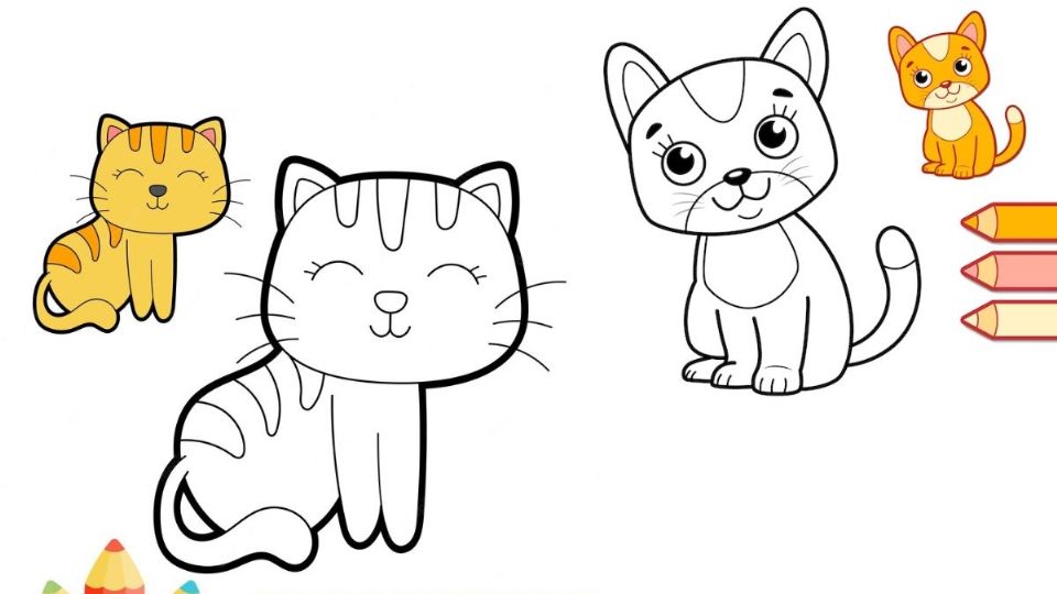 Imãgenes de gatos bonitos para dibujar a color e imprimir