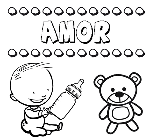 Dibujo del nombre amor para colorear pintar e imprimir
