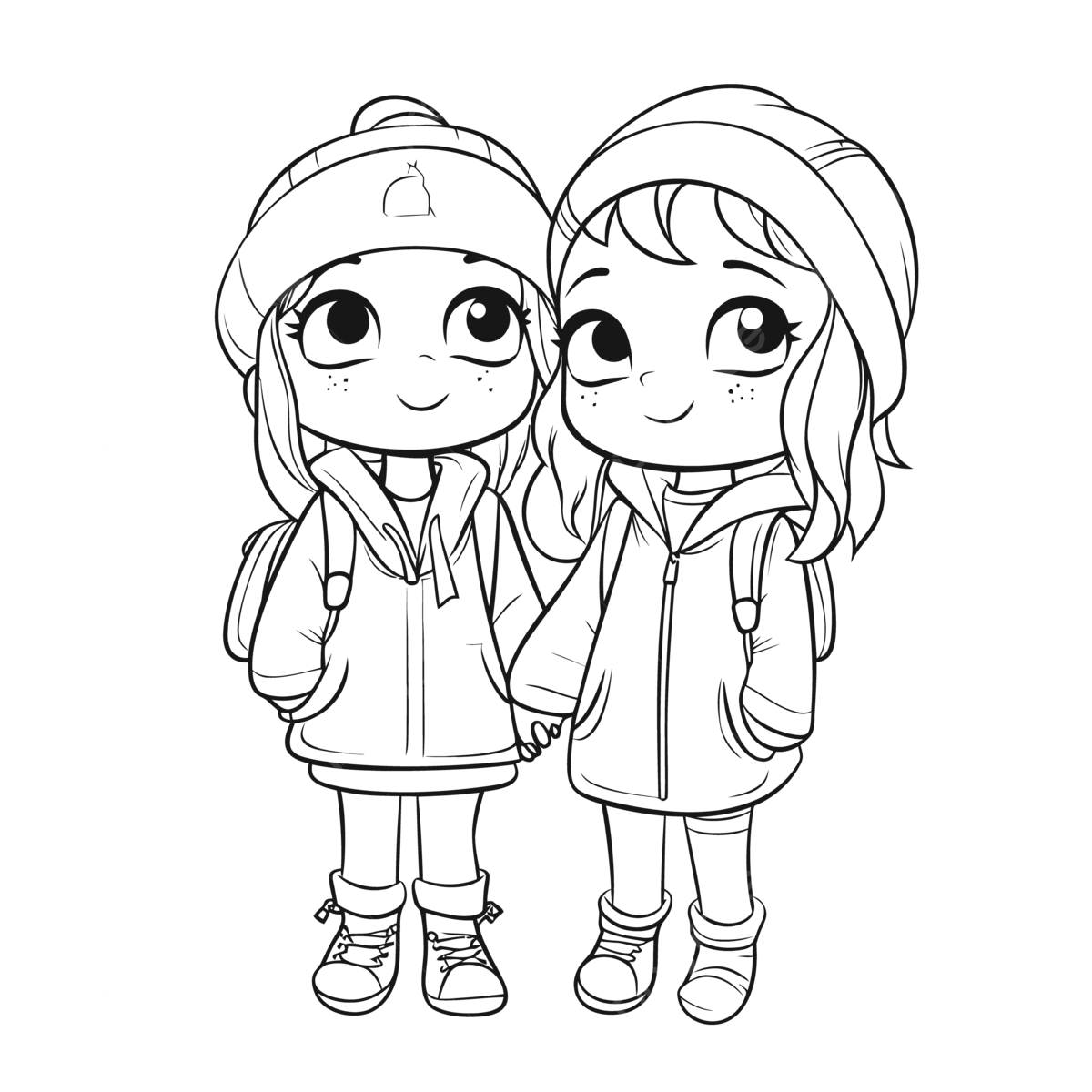 Dibujo de dos niãas en invierno para colorear pãginas quema boceto vector png dibujos dibujo de ala dibujo de niãa dibujo de invierno png y vector para dcargar gratis