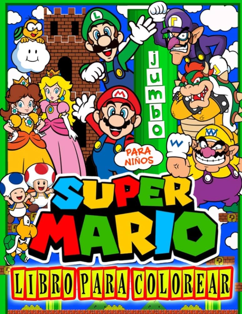 Super mario libro para colorear super mario una gran ediciãn para colorear para los niãos ilusaciones de lujo para colorear animation bros kitap