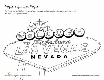 Summer vacation coloring vegas sign worksheet education vegas sign vegas vegas activities