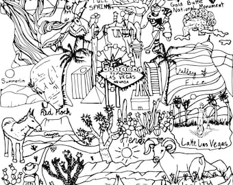 Las vegas coloring coloring page nevada coloring page vegas coloring page red rock canyon art adult coloring page coloring book