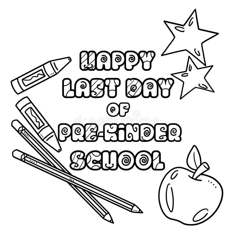 Last day of school coloring page for kids stock vector